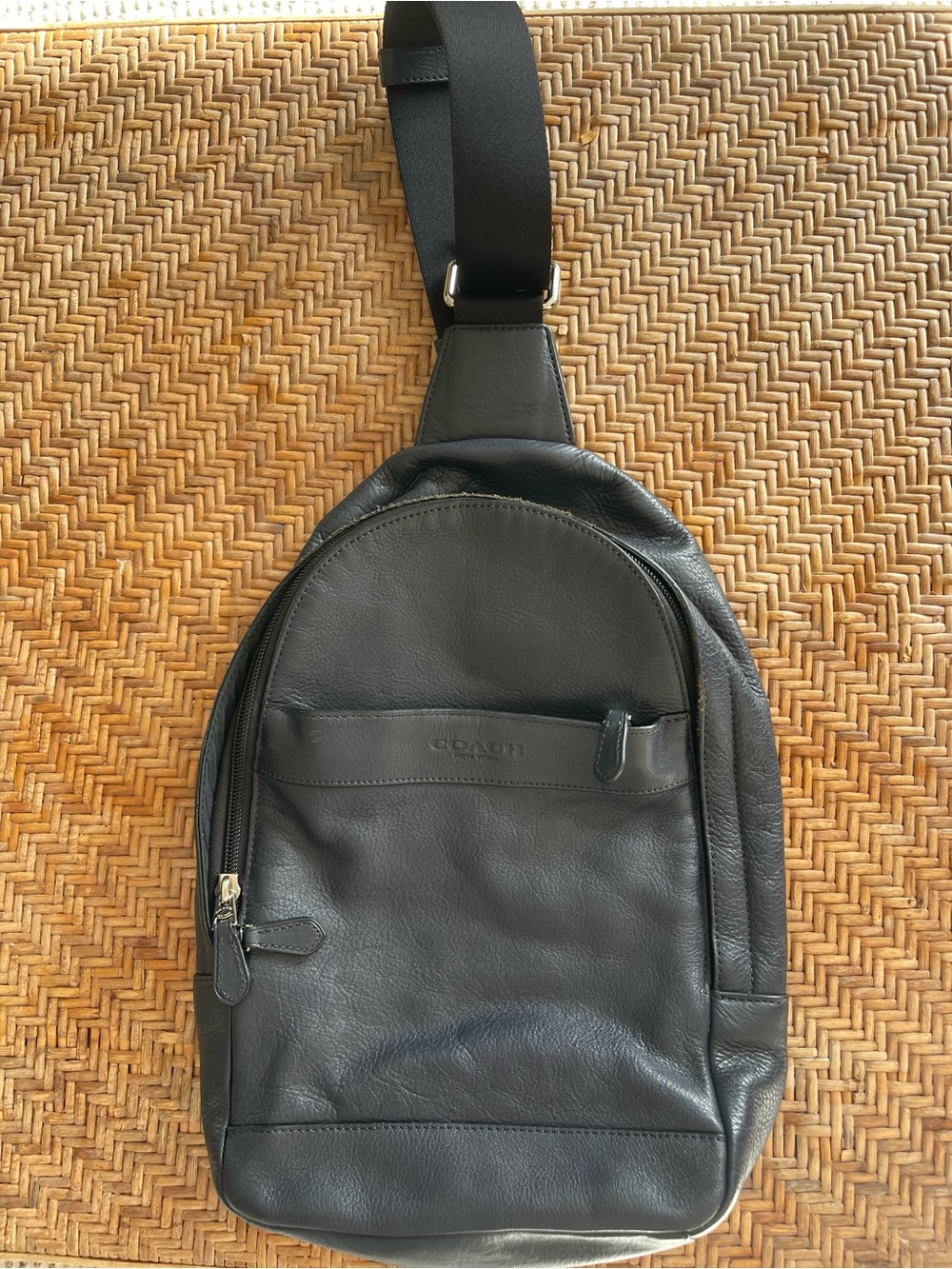 Coach Navy Leather Crossbody Backpack Sling